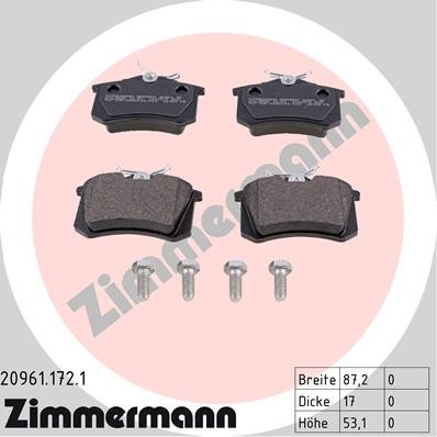 Слика на плочки ZIMMERMANN 20961.172.1 за Skoda Octavia (1Z3) 1.6 - 102 коњи бензин