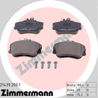 Слика на плочки ZIMMERMANN 21439.200.1 за Mercedes C-class Estate (s202) C 220 T D (202.182) - 95 коњи дизел