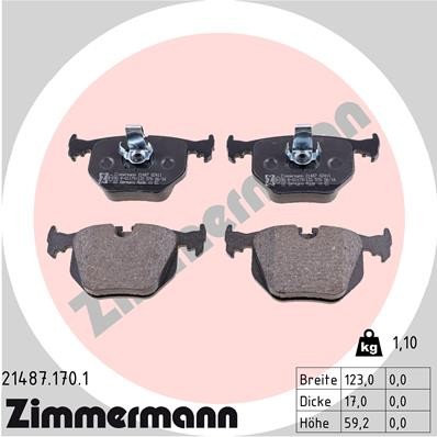 Слика на плочки ZIMMERMANN 21487.170.1 за BMW 3 Touring E46 330 i - 231 коњи бензин