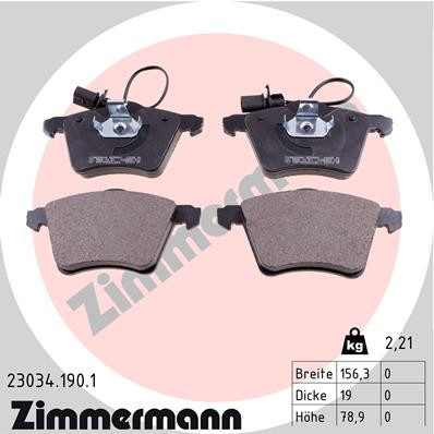 Слика на плочки ZIMMERMANN 23034.190.1 за VW Transporter T4 Box 1.9 D - 60 коњи дизел