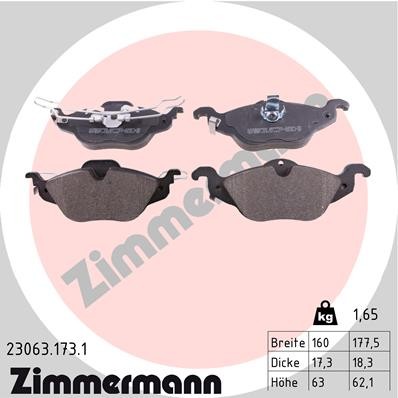 Слика на плочки ZIMMERMANN 23063.173.1 за Opel Astra G Estate 1.8 16V - 125 коњи бензин