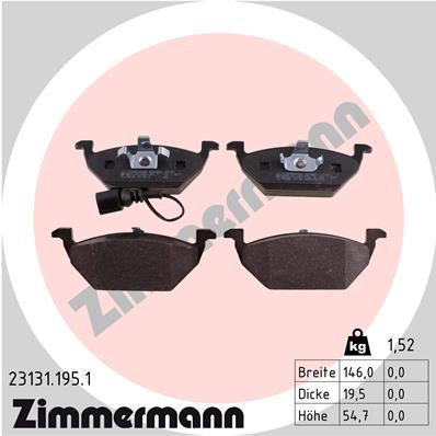 Слика на плочки ZIMMERMANN 23131.195.1 за VW Golf 7 Estate (BA5) 1.4 TSI MultiFuel - 122 коњи Бензин/Етанол