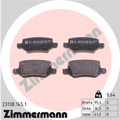 Слика на плочки ZIMMERMANN 23138.145.1 за Mercedes B-Class (w245) B 200 (245.233) - 136 коњи бензин