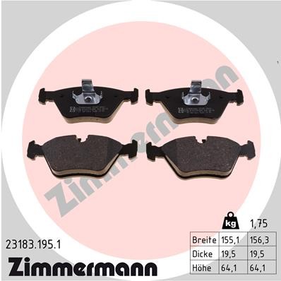 Слика на плочки ZIMMERMANN 23183.195.1 за BMW 3 Coupe E46 330 Cd - 204 коњи дизел