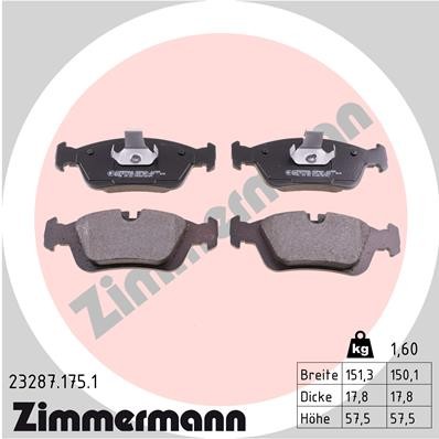 Слика на плочки ZIMMERMANN 23287.175.1 за BMW 3 Touring E46 318 d - 116 коњи дизел