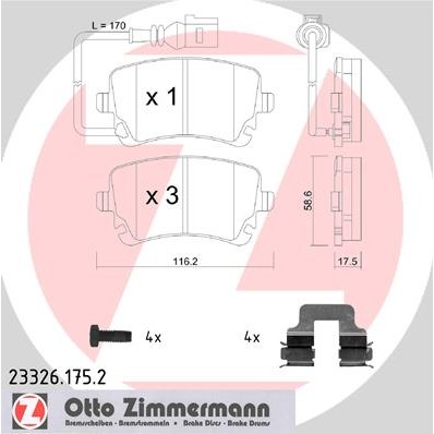 Слика на плочки ZIMMERMANN 23326.175.2 за VW Multivan 5 1.9 TDI - 84 коњи дизел