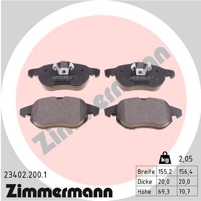 Слика на плочки ZIMMERMANN 23402.200.1 за CADILLAC BLS Sedan 2.0 T - 175 коњи бензин