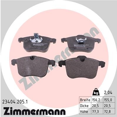 Слика на плочки ZIMMERMANN 23404.205.1 за Opel Signum 2.8 V6 Turbo - 230 коњи бензин