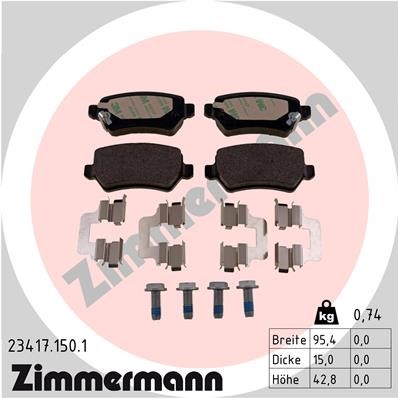 Слика на плочки ZIMMERMANN 23417.150.1 за Kia Venga (YN) 1.6 CRDi 115 - 116 коњи дизел