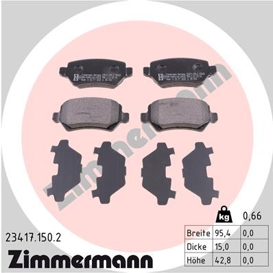 Слика на плочки ZIMMERMANN 23417.150.2 за Opel Astra H Hatchback 1.6 Turbo - 180 коњи бензин