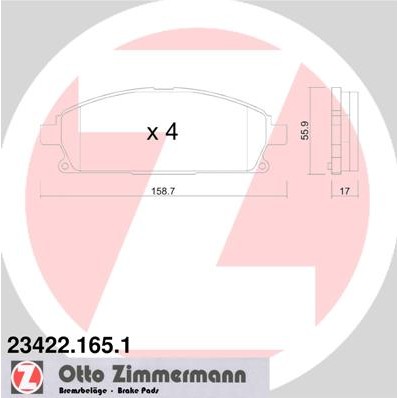 Слика на плочки ZIMMERMANN 23422.165.1 за Nissan Pathfinder (R50) 3.2 TD 4WD - 150 коњи дизел