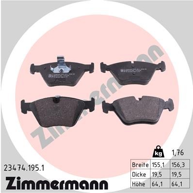 Слика на плочки ZIMMERMANN 23474.195.1 за BMW Z4 Cabrio E85 M - 343 коњи бензин