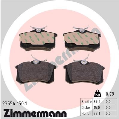 Слика на плочки ZIMMERMANN 23554.150.1 за Renault Megane Scenic (JA01) 1.9 dT (JA0K, JA0Y) - 90 коњи дизел