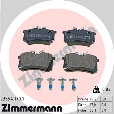 Слика на плочки ZIMMERMANN 23554.170.1 за Citroen DS3 Hatchback 1.6 HDi 90 - 92 коњи дизел