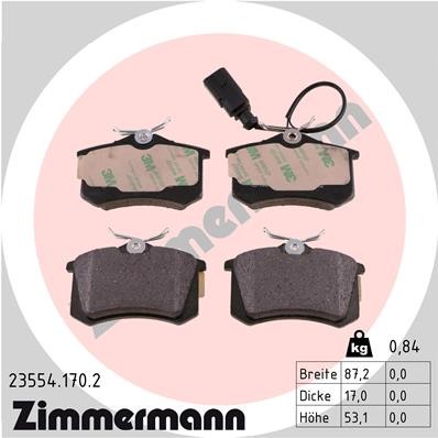 Слика на плочки ZIMMERMANN 23554.170.2 за VW Sharan (7m) 2.0 - 115 коњи бензин