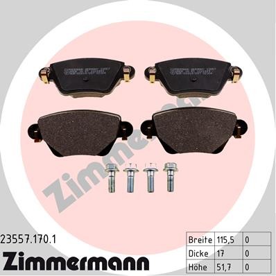 Слика на плочки ZIMMERMANN 23557.170.1 за Ford Mondeo 3 Estate (BWY) 2.0 16V DI / TDDi / TDCi - 90 коњи дизел