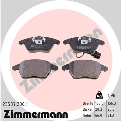 Слика на плочки ZIMMERMANN 23587.200.1 за Seat Ibiza 5 ST (6J8) 1.4 - 85 коњи бензин