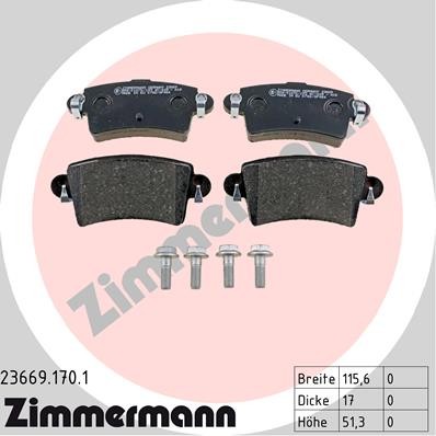 Слика на плочки ZIMMERMANN 23669.170.1 за Opel Movano Platform (U9,E9) 2.5 DTI - 115 коњи дизел