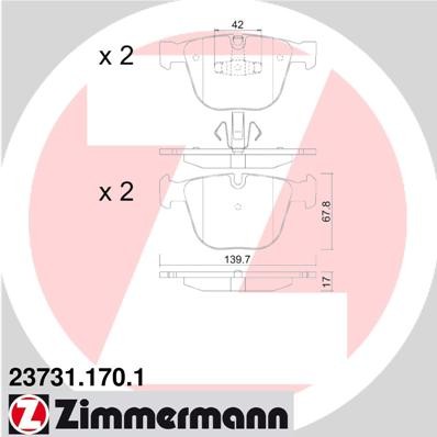 Слика на плочки ZIMMERMANN 23731.170.1 за BMW 7 Series F 760 i - 544 коњи бензин