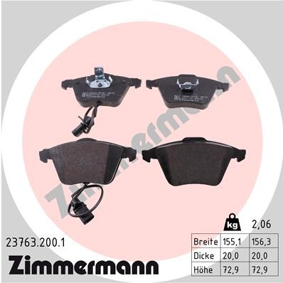 Слика на плочки ZIMMERMANN 23763.200.1 за Audi A4 Avant (8ED, B7) S4 quattro - 344 коњи бензин