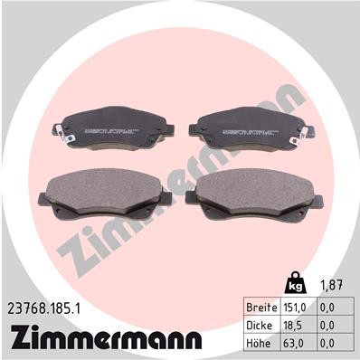 Слика на плочки ZIMMERMANN 23768.185.1 за Toyota Avensis Hatchback (T25) 2.4 - 170 коњи бензин