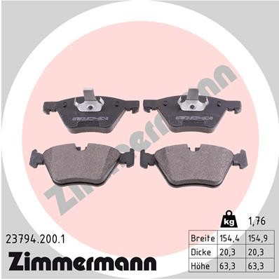 Слика на плочки ZIMMERMANN 23794.200.1 за BMW 3 Cabrio E93 330 d - 245 коњи дизел