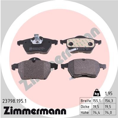 Слика на плочки ZIMMERMANN 23798.195.1 за Opel Zafira (F75) 2.0 OPC - 192 коњи бензин