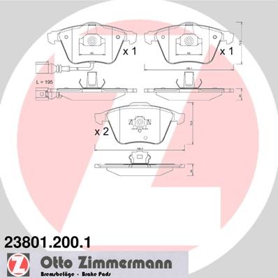 Слика на плочки ZIMMERMANN 23801.200.1 за Skoda Superb (3T4) 1.8 TSI 4x4 - 160 коњи бензин