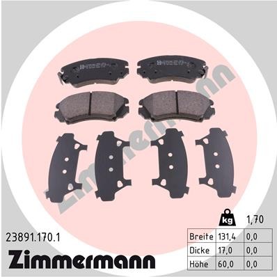 Слика на плочки ZIMMERMANN 23891.170.1 за Kia Magentis (MG) 2.0 - 144 коњи бензин