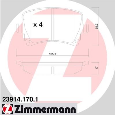 Слика на плочки ZIMMERMANN 23914.170.1 за Audi A4 Avant (8ED, B7) 2.5 TDI - 163 коњи дизел