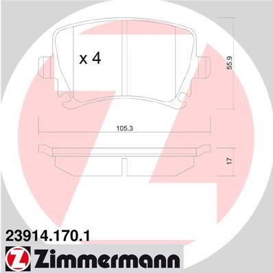 Слика на плочки ZIMMERMANN 23914.170.1 за VW Golf 6 Variant (AJ5) 2.0 TDI - 110 коњи дизел