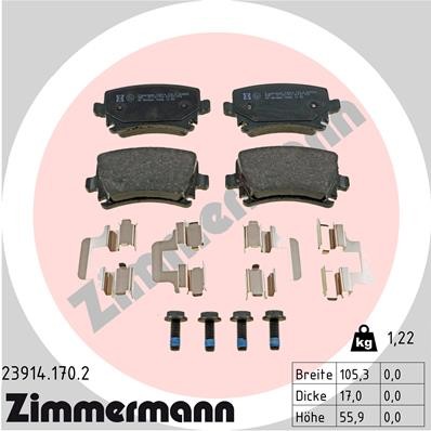 Слика на плочки ZIMMERMANN 23914.170.2 за Audi A6 Allroad (4FH, C6) 3.2 FSI quattro - 255 коњи бензин