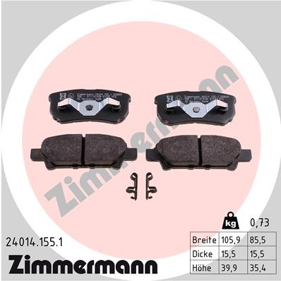 Слика на плочки ZIMMERMANN 24014.155.1 за CHRYSLER SEBRING Cabrio 2.7 - 186 коњи бензин