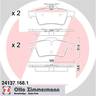Слика на плочки ZIMMERMANN 24137.168.1 за Ford Grand C-Max 2.0 TDCi - 136 коњи дизел
