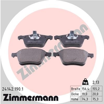 Слика на плочки ZIMMERMANN 24142.190.1 за Volvo S60 2.0 D3 - 150 коњи дизел