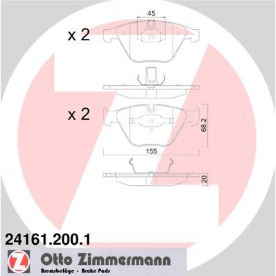 Слика на плочки ZIMMERMANN 24161.200.1 за BMW 3 Coupe E92 335 xi - 306 коњи бензин