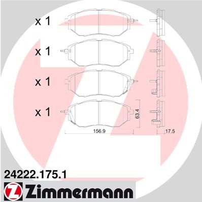 Слика на плочки ZIMMERMANN 24222.175.1 за Subaru Legacy 4 2.0 R - 150 коњи бензин