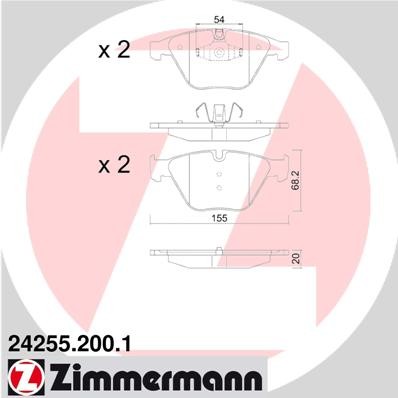 Слика на плочки ZIMMERMANN 24255.200.1 за BMW 3 Touring E91 320 d xDrive - 184 коњи дизел