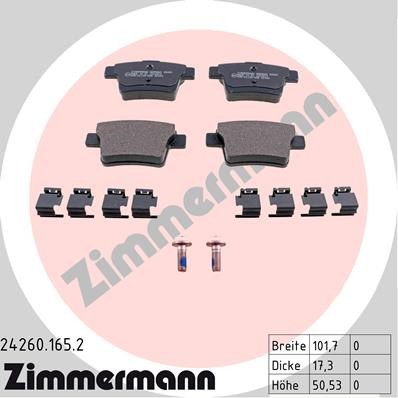 Слика на плочки ZIMMERMANN 24260.165.2 за Ford Mondeo 3 Clipper (BWY) 2.5 V6 24V - 170 коњи бензин