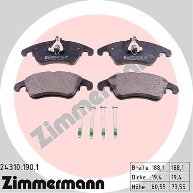 Слика на плочки ZIMMERMANN 24310.190.1 за Mercedes SLK (r172) 250 CDI (172.403) - 204 коњи дизел
