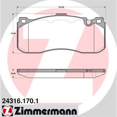 Слика на плочки ZIMMERMANN 24316.170.1 за BMW 3 Coupe E92 330 d xDrive - 245 коњи дизел