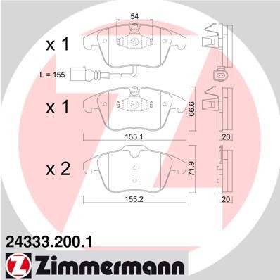 Слика на плочки ZIMMERMANN 24333.200.1 за Audi Q3 8U 1.4 TFSI - 150 коњи бензин