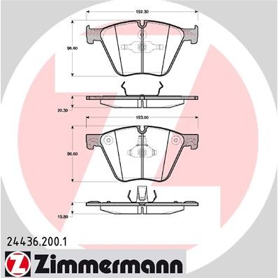 Слика на плочки ZIMMERMANN 24436.200.1 за BMW Alpina B6 Coupe (F06) BITURBO All-wheel Drive - 600 коњи бензин