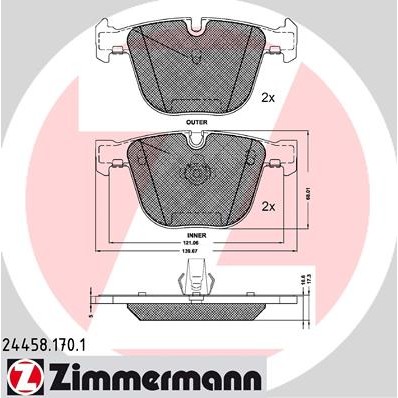 Слика на плочки ZIMMERMANN 24458.170.1 за BMW X5 F15 xDrive 40 d - 313 коњи дизел