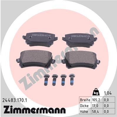 Слика на плочки ZIMMERMANN 24483.170.1 за VW Passat 7 Variant (365) 2.0 TDI 4motion - 140 коњи дизел