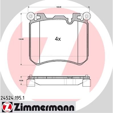 Слика на плочки ZIMMERMANN 24524.195.1 за BMW X5 F15 xDrive 40 d - 313 коњи дизел