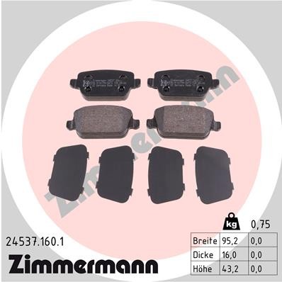 Слика на плочки ZIMMERMANN 24537.160.1 за Ford Mondeo 4 Saloon 1.6 Ti - 125 коњи бензин