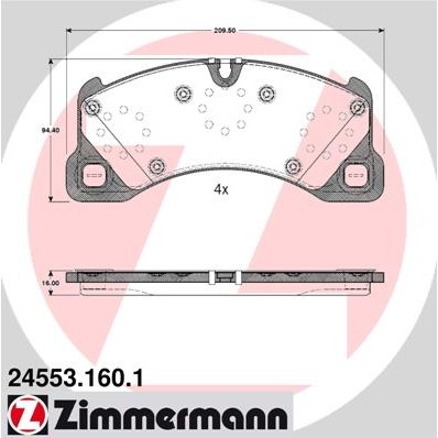 Слика на плочки ZIMMERMANN 24553.160.1 за Porsche Panamera (970) 4.8 GTS - 440 коњи бензин