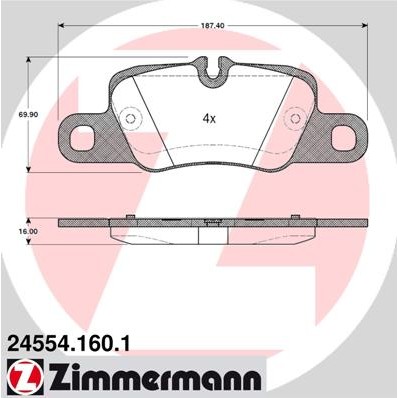 Слика на плочки ZIMMERMANN 24554.160.1 за Porsche Panamera (970) 4.8 GTS - 440 коњи бензин