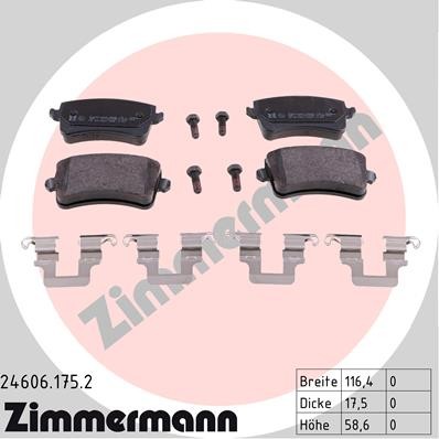 Слика на плочки ZIMMERMANN 24606.175.2 за Audi A4 Avant (8K5, B8) 1.8 TFSI - 170 коњи бензин